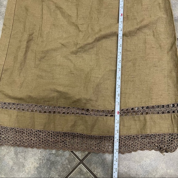 Saint Tropez West Carole Little Crochet  Dress Linen Green Khaki Maxi SZ 6 Fairy - Picture 10 of 10